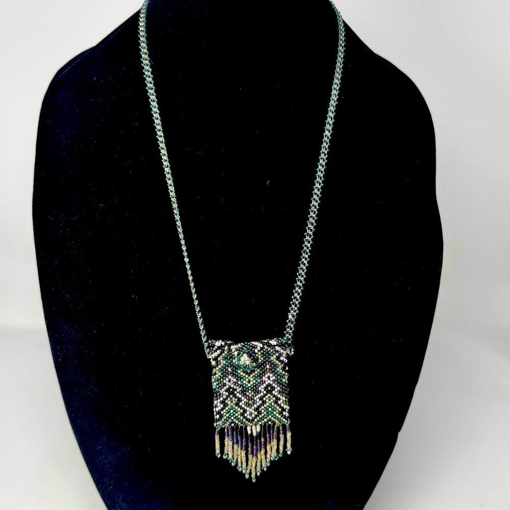 handmade beaded amulet bag necklace